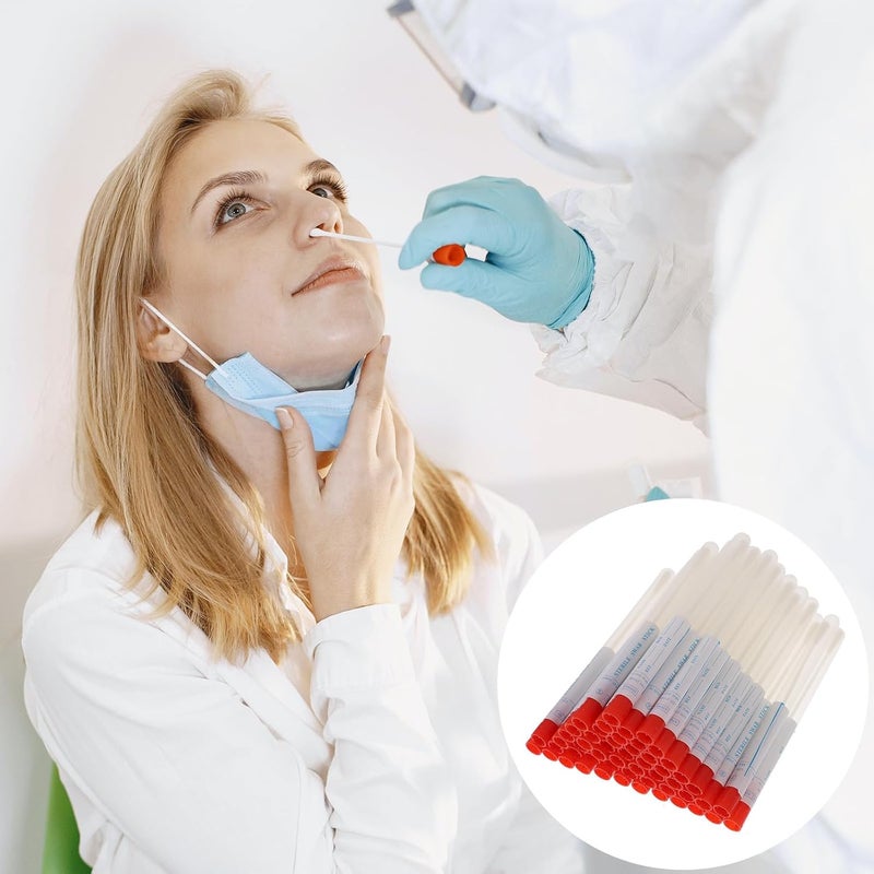 EXCEART 50 Sets Nasopharyngeal Specimen Flocked Swab Nasal Swabs Sterile Individually Wrapped Nylon Flocking Tip Flocked Swab with Tube and Labels for Sampling（Random Color） - Image 5